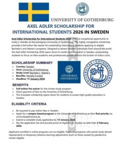 Axel Adler Scholarship 2026 Sweden